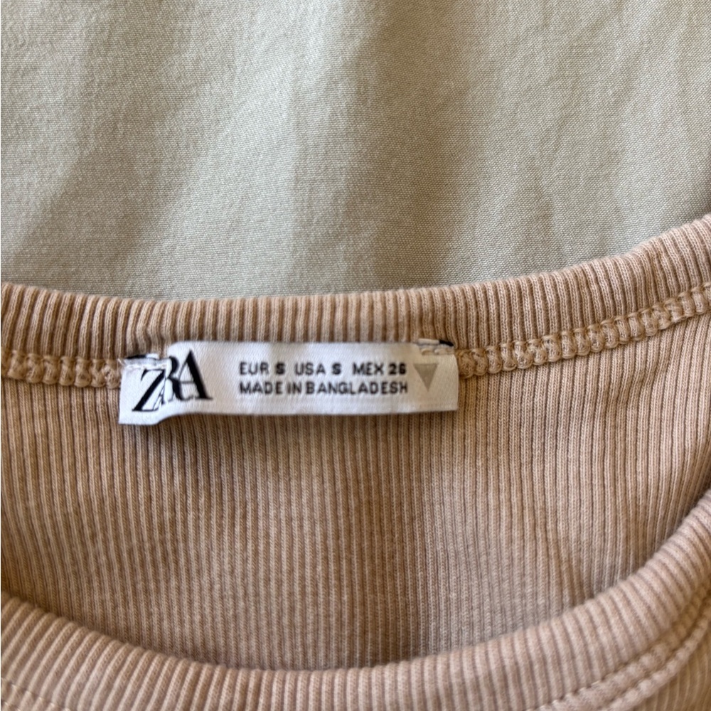 Zara Tan Ribbed Sleeveless Top - Picture 2 of 2